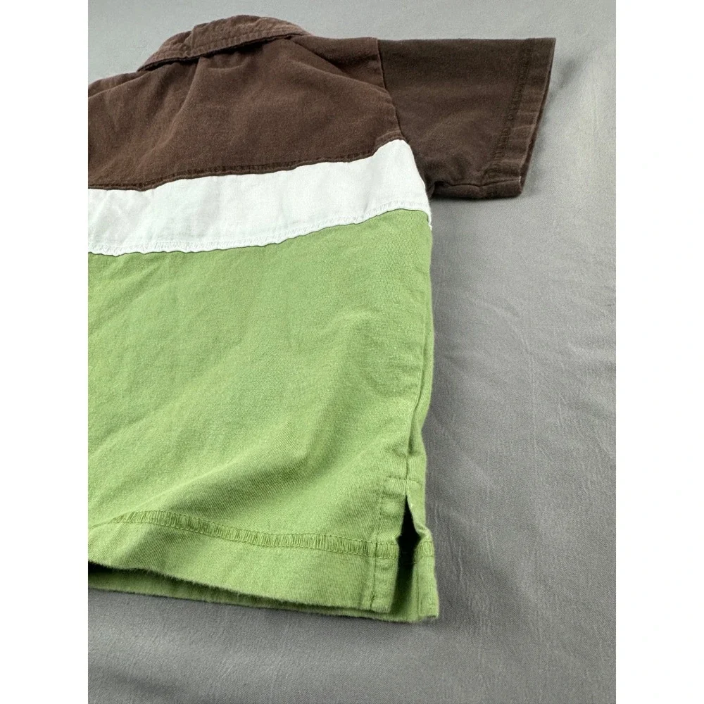 Gymboree Toddler Boys Polo Shirt Size 3 Green Brown White‎ Colorblock